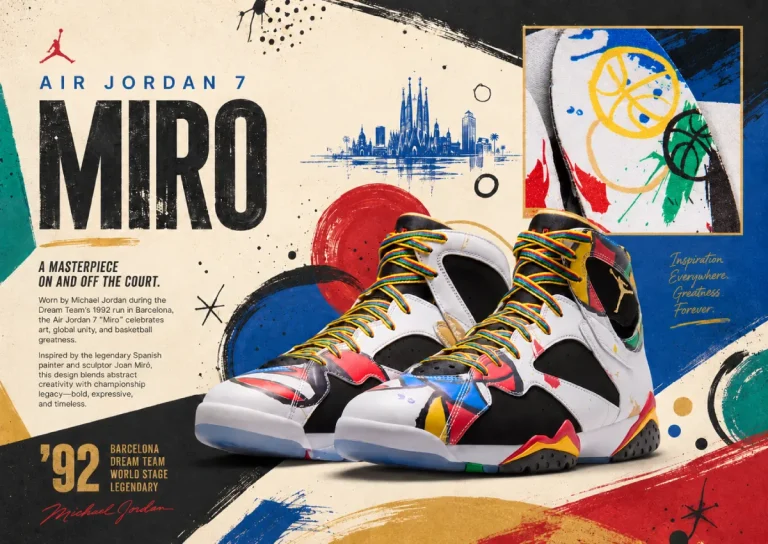 Air Jordan 7 « Miró » : la paire-tableau revient après presque vingt ans