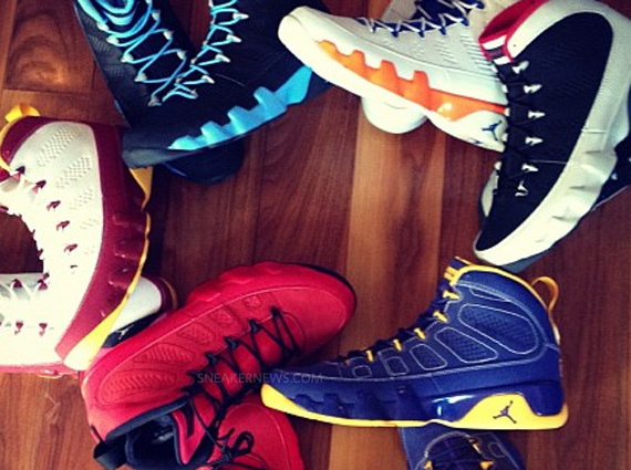 Le pack Air Jordan 9 Kilroy de 2012, les six paires