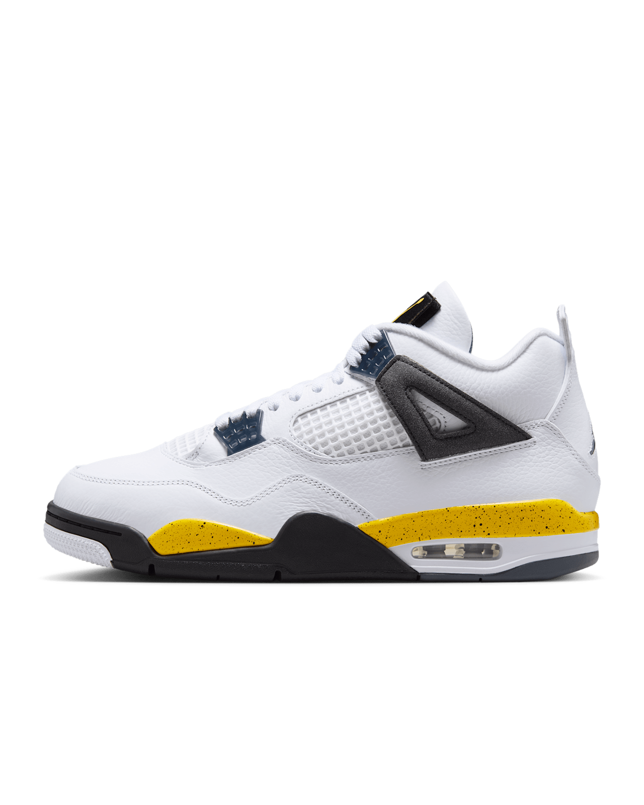 Air Jordan 4 Tour Yellow 2026, cuir blanc et semelle jaune mouchetee