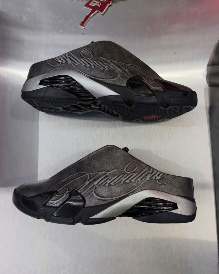 Mowalola x Air Jordan 14 Mule Black Metallic Silver Burnt Red